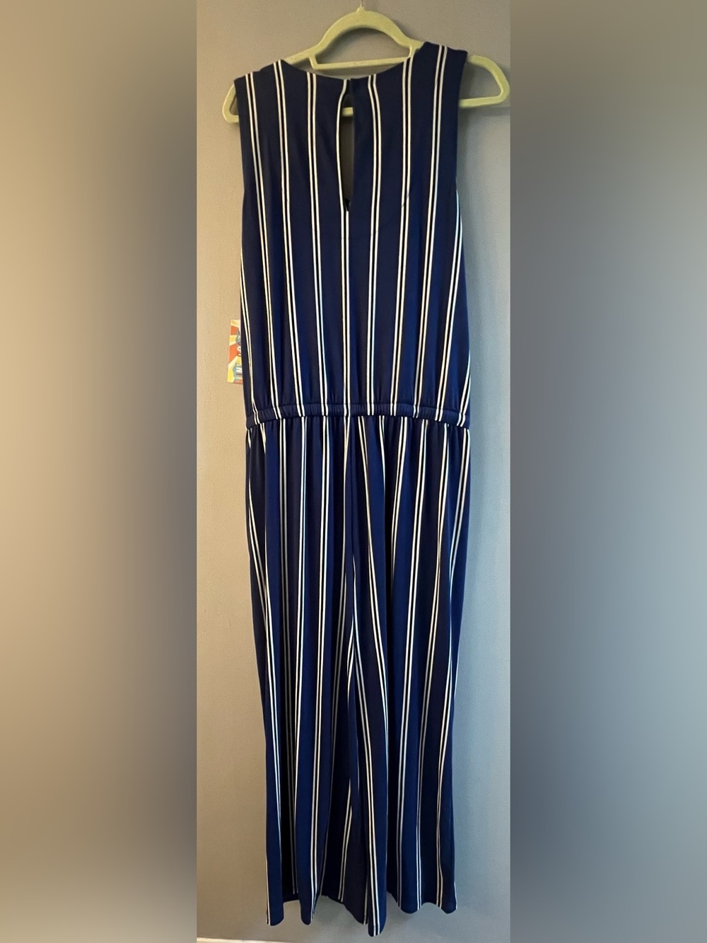 Muk Luks Navy and White Striped Jumpsuit - Picture 2 of 3